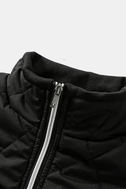 Herren Steppjacke Klassisch Schwarz Warm