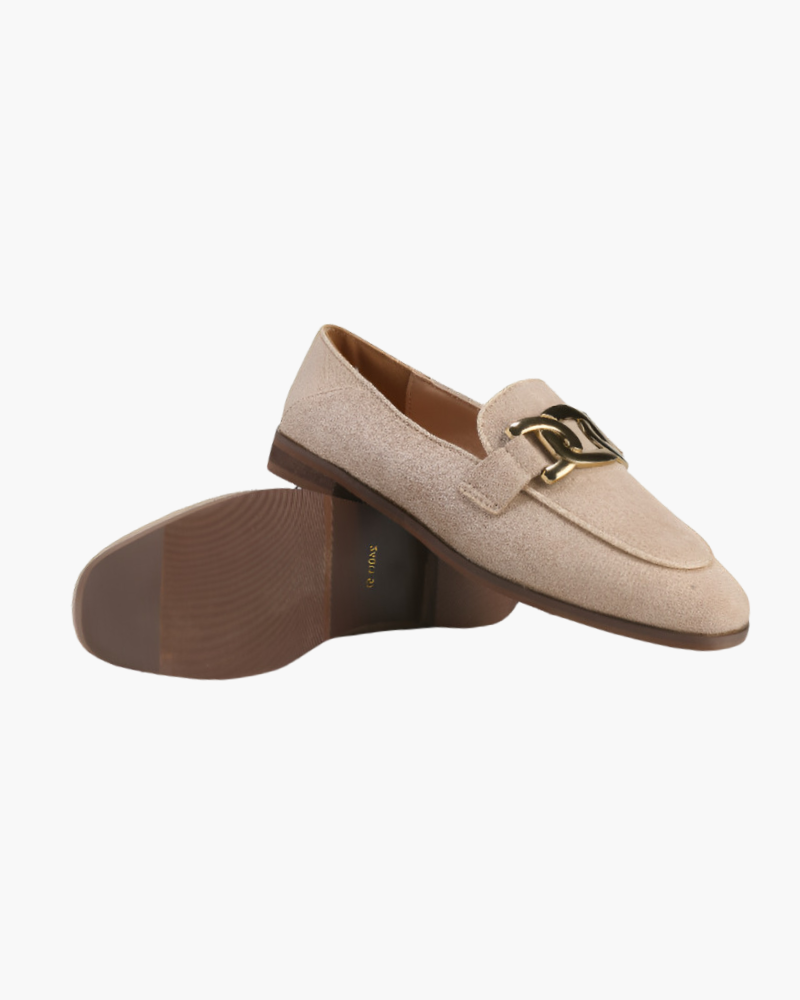 Elegante Damen Loafer aus Wildleder Gold