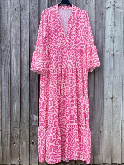 Leopardenmuster Sommerkleid Elegant Kurz
