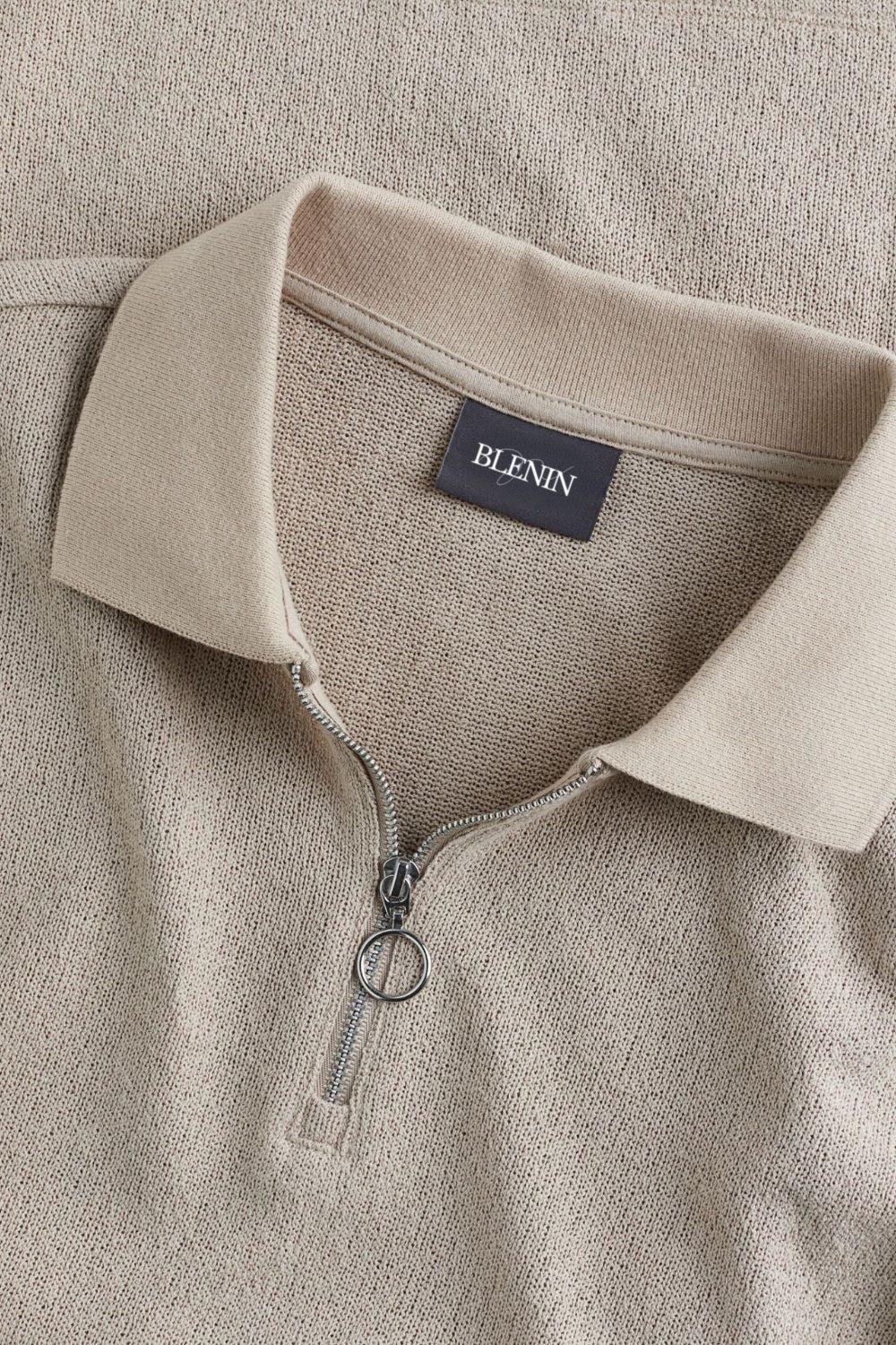 Poloshirt Herren Strick Modern Reißverschluss