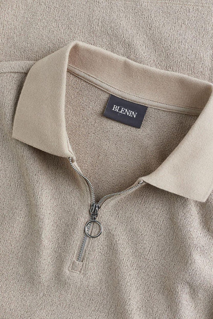 Poloshirt Herren Strick Modern Reißverschluss