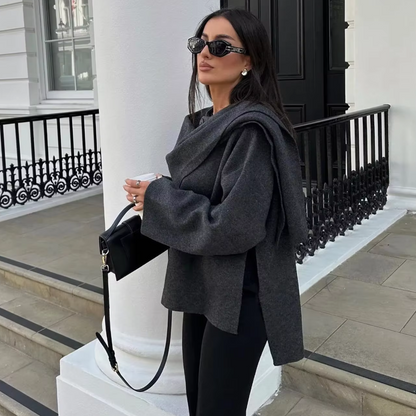Elegantes Damencape mit Schaloptik Asymmetrisch Modern