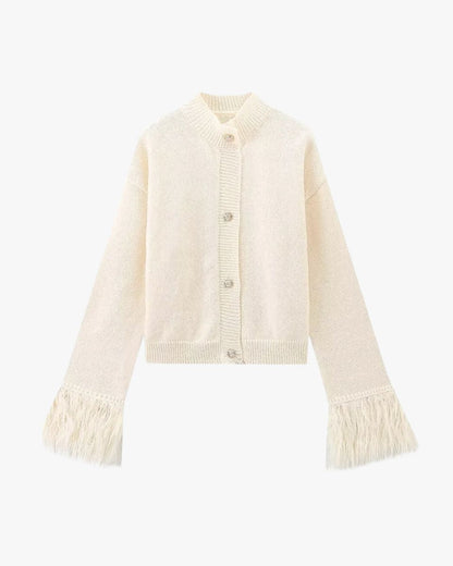Strickjacke Damen mit Knöpfen und Puffärmeln