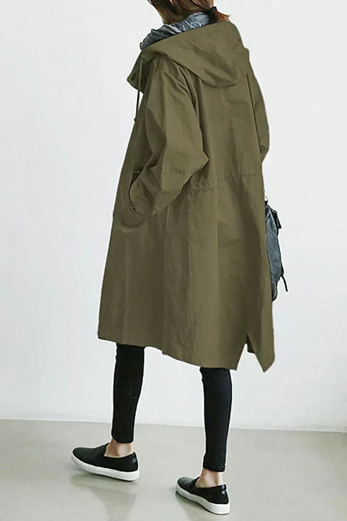 Wasserdichte Trenchcoat Damen Regenmantel mit Kapuze