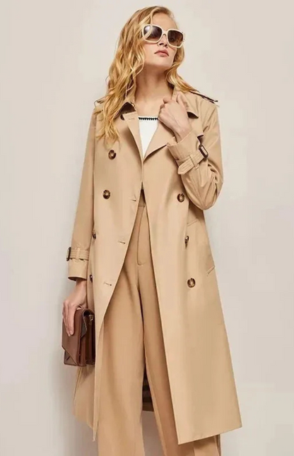 Frauen Mantel Lang Reverskragen Modern Stylisch