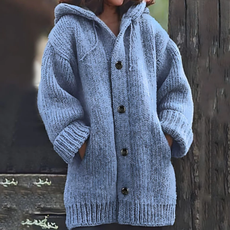 Große Strickjacke Oversized mit Kapuze Warm