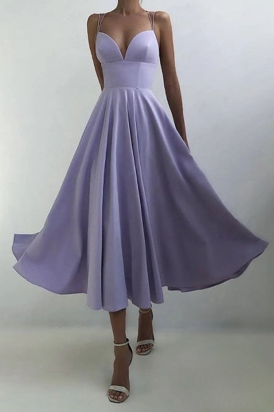 Elegantes Damenkleid Midi Spaghettiträger Abendkleid - BerlinGlamour