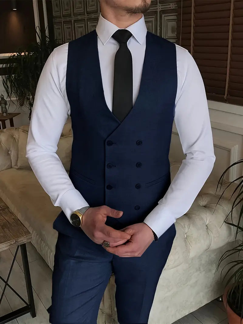 Herren Anzug Set 3-teilig Business Blazer Hose Weste