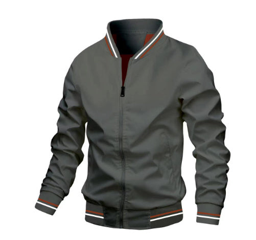 Herren Bomberjacke Stylisch Leder Schwarz