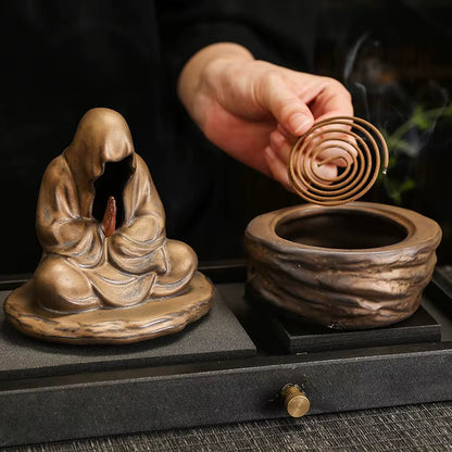 Räuchergefäß Keramik Silent Monk Räucherstäbchen Halter
