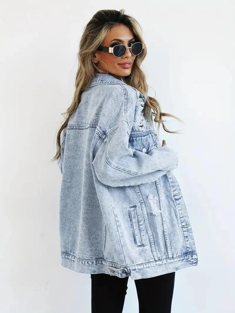 Große Damen Jeansjacke Oversized Trendy