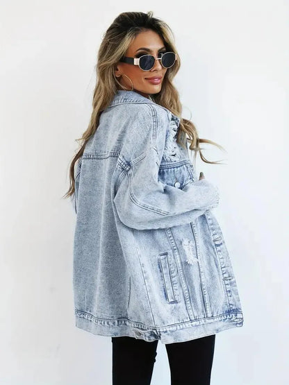 Große Damen Jeansjacke Oversized Trendy