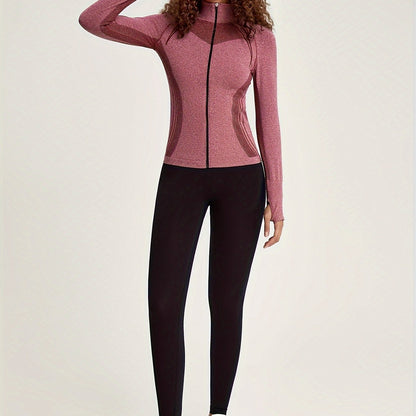Sportjacke Damen Nahtlos Reißverschluss Waterproof