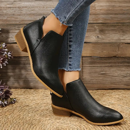 Damen Stiefel Chic Dicke Absatz V-Ausschnitt Stilettos - BerlinGlamour