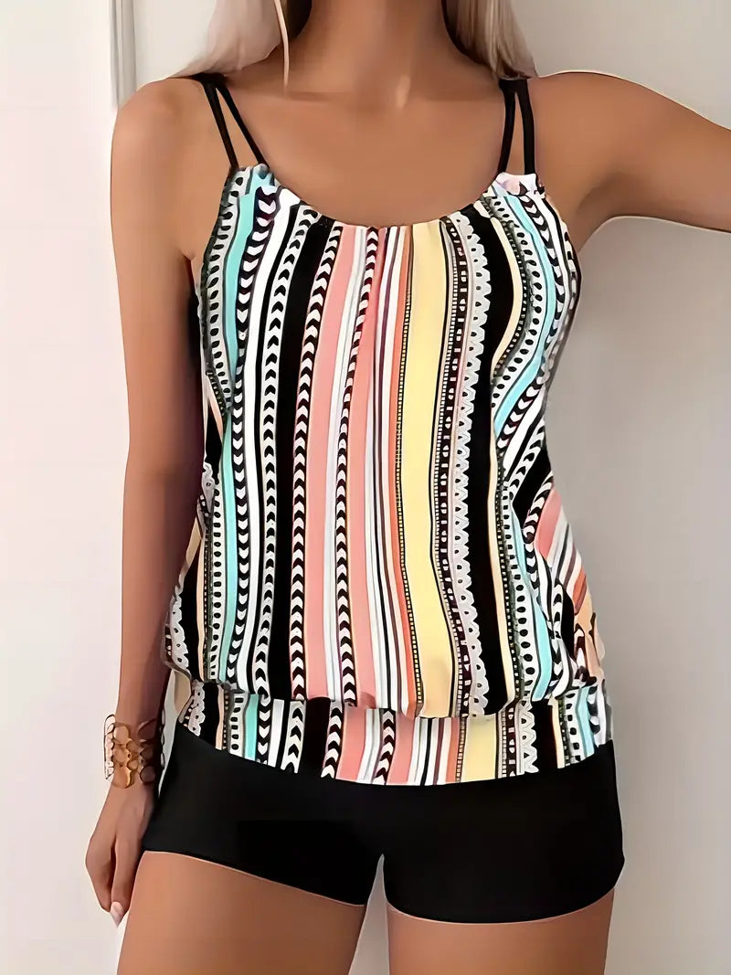Badeanzug Tankini Gestreift Damen