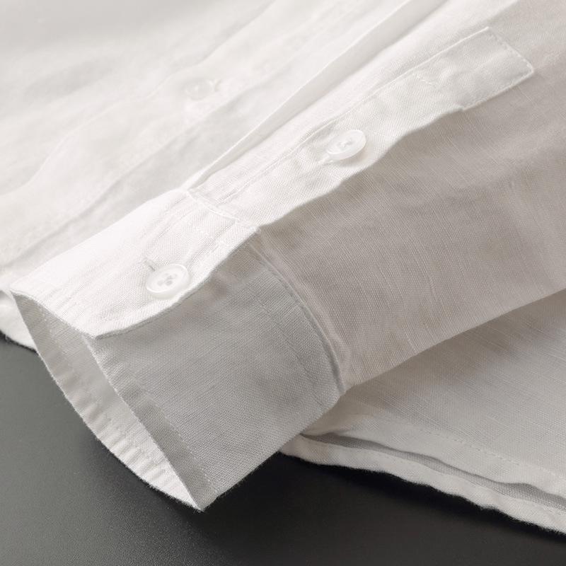 Herren Leinenshirt Langarm mit Kapuze Casual Bequem