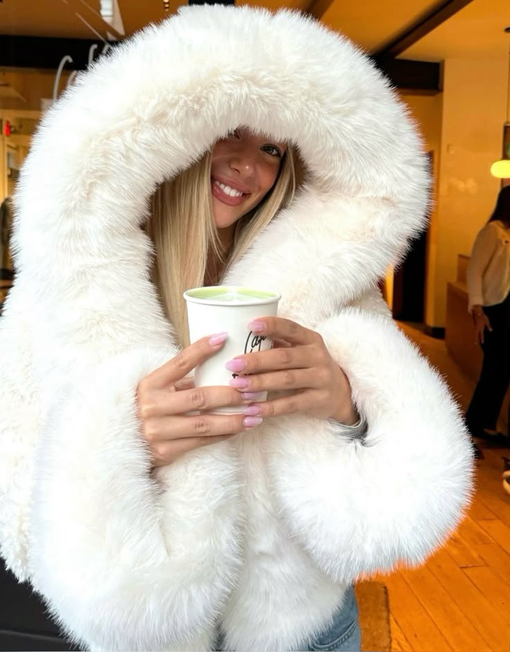 Faux-Fur-Jacke Luxus Fellimitat Kapuze Damen