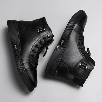 Echtleder-Stiefel Schwarz Lässig Damenstiefel Winter - BerlinGlamour
