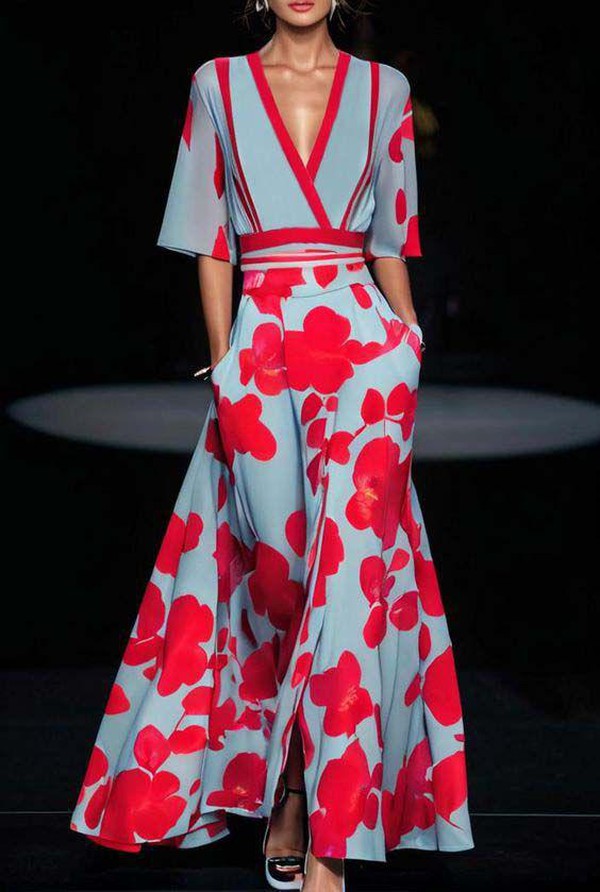 Kurzärmliges Leanne Maxikleid im Groovy-Stil