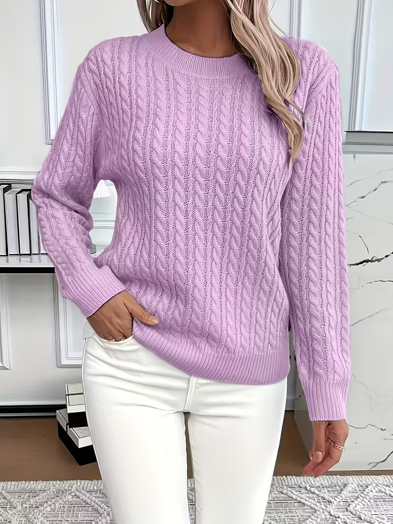 Damen Strickpullover Zopfmuster Weich Warm Winter