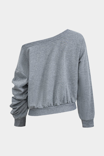 Trendiges Zweiteiler Set One Shoulder Sweatshirt Minirock Damen