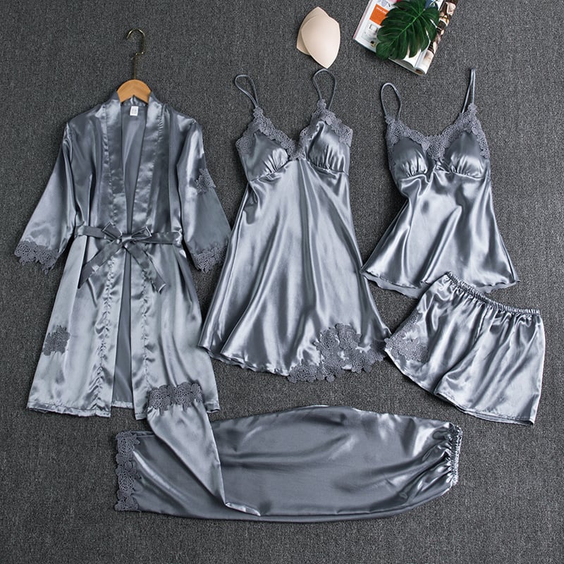 Elegantes Satin Nachthemd Set Damen
