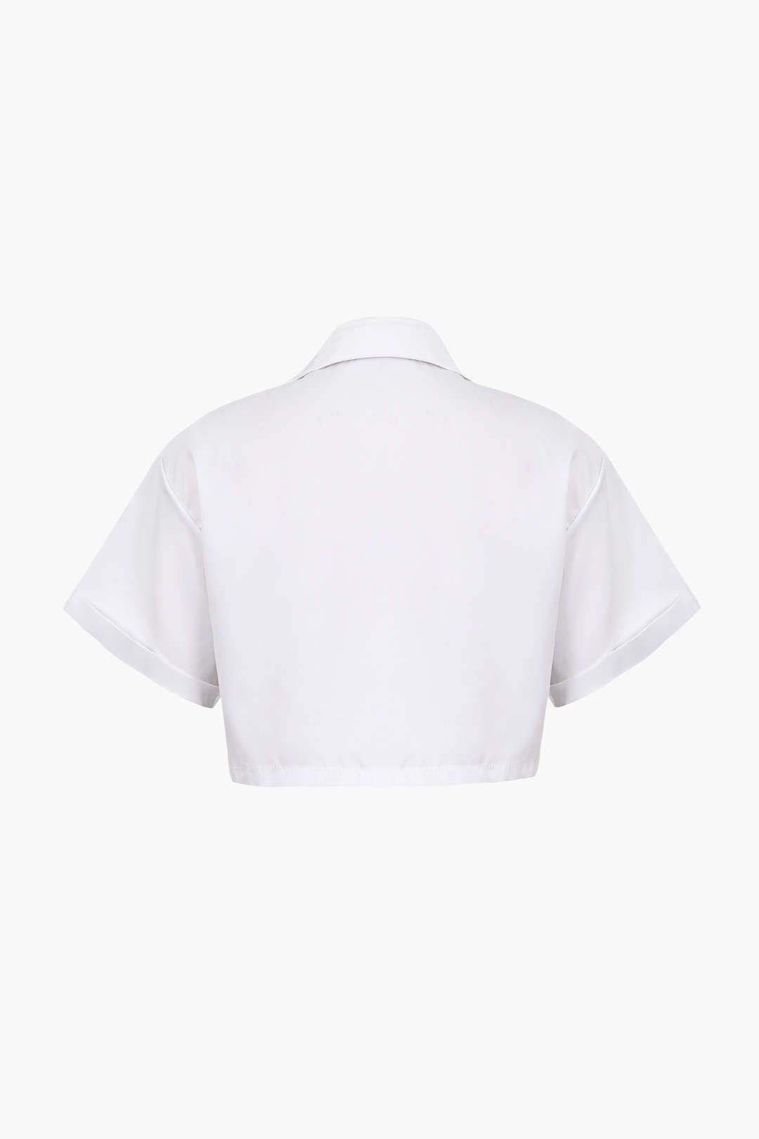 Kurzarmshirt Damen Crop Top mit Kragen Modern