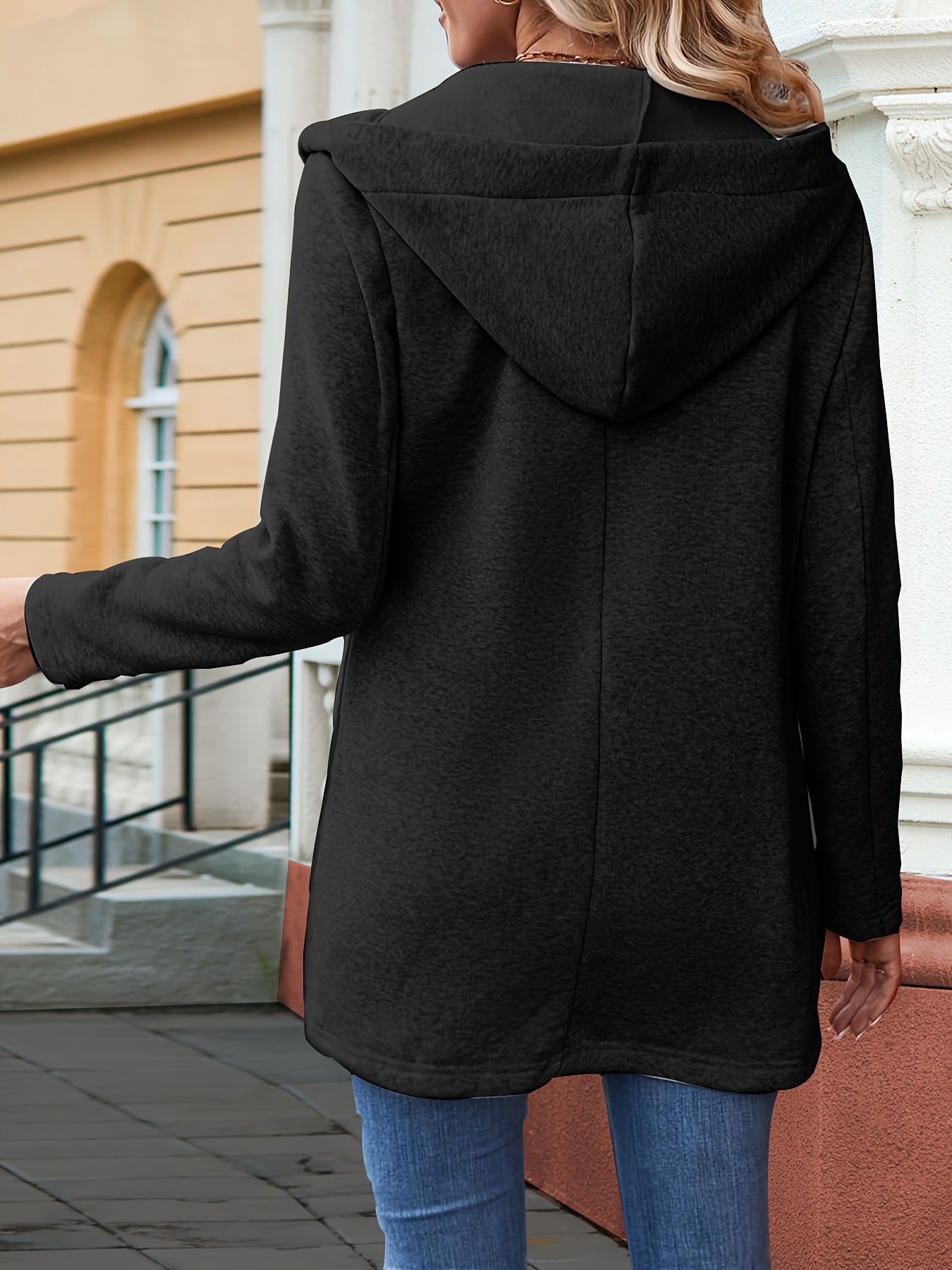 Lässige Kapuzenjacke Polyester Baumwolle Komfortabel