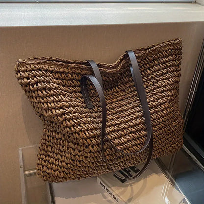Große Gewebte Strandtasche Boho Stil