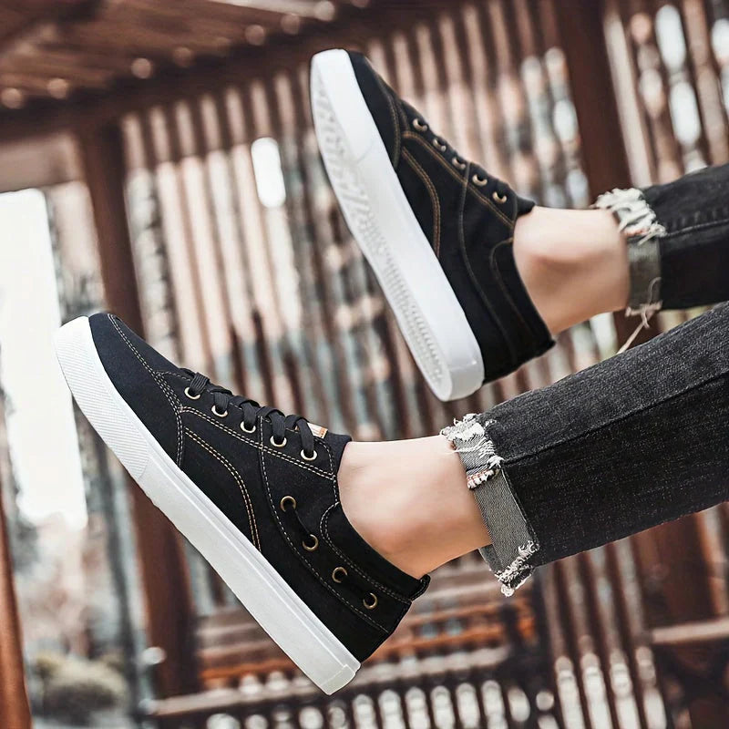 Skate-Schuhe Herren Segeltuch Sneaker Mode Schwarz - BerlinGlamour