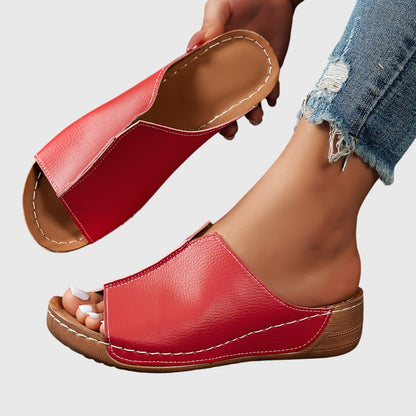 Damen Keilabsatz Sandalen Offene Zehen Schlupfsandalen