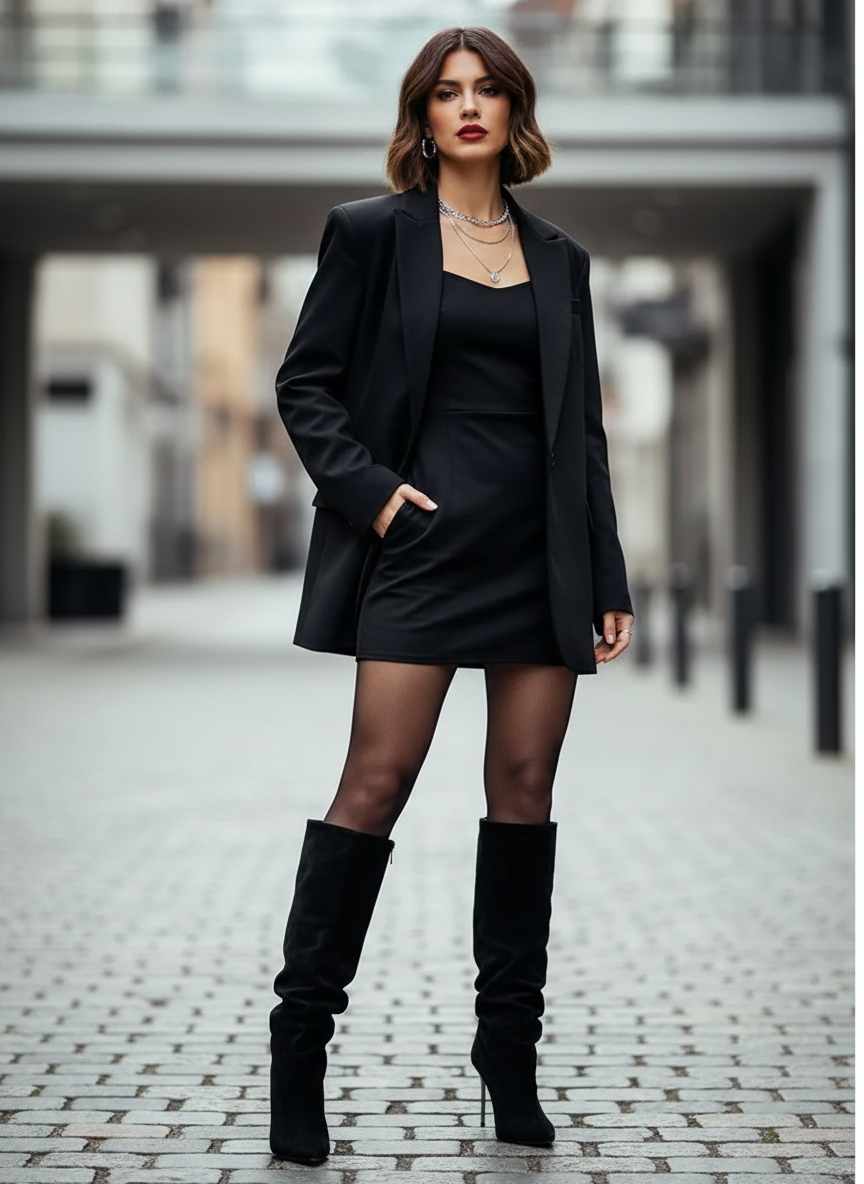 Hohe Wildleder Stiefel Damen Stilettoabsatz Schmal