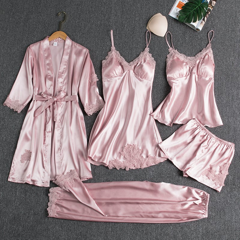Elegantes Satin Nachthemd Set Damen