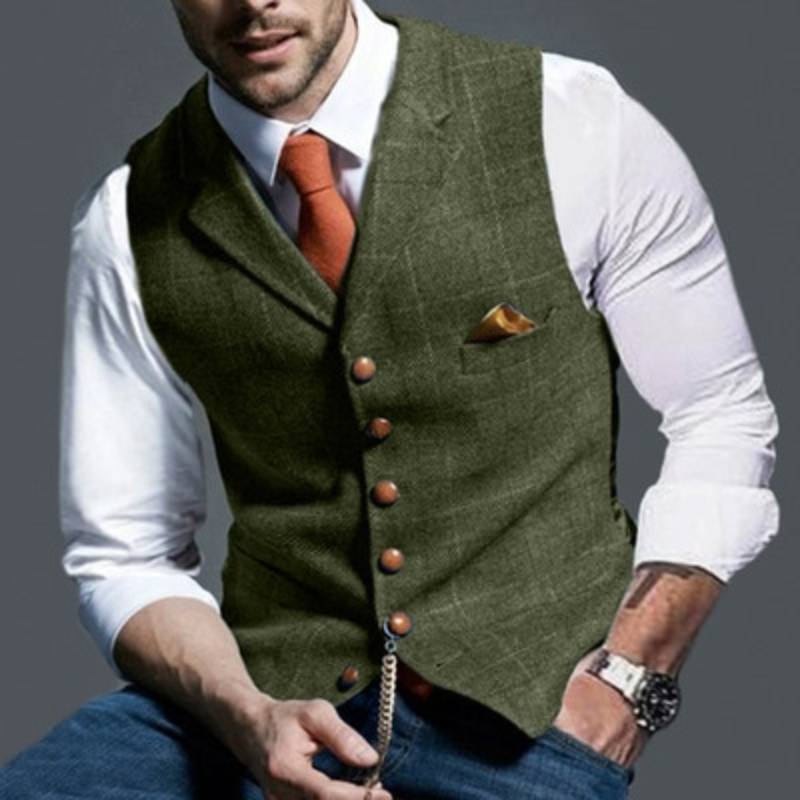 Herren Weste Kariert Elegant Business
