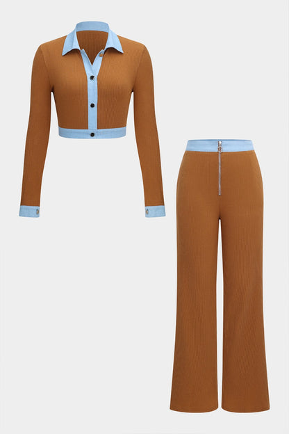 Damen Zweiteiler Set Hemd und Hose Elegant
