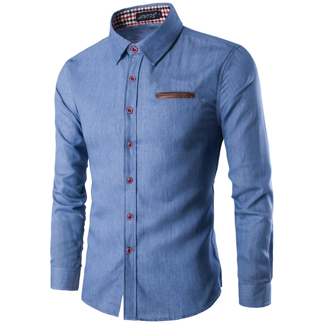 Herren Denim-Shirt Modern mit Kragen und Brusttasche