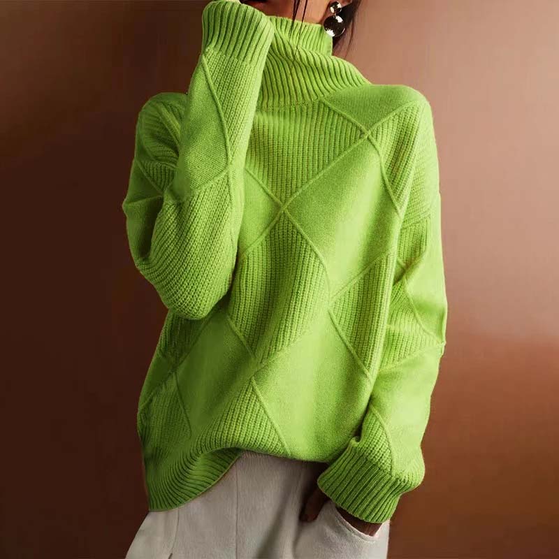Damen Sweater Winter Strickpullover Hoher Hals Warm - BerlinGlamour