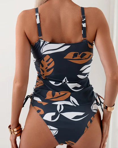 Badeanzug Damen Blumenprint Faltenrock