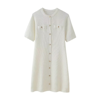 Kurzes Minikleid Damen Knopfleiste Ärmelkleid