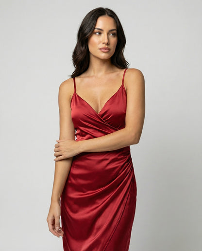 Damen Maxikleid Lang Elegant Mit Tiefem Ausschnitt