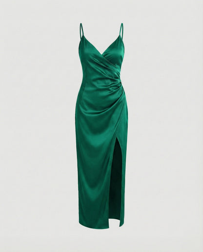 Damen Maxikleid Lang Elegant Mit Tiefem Ausschnitt