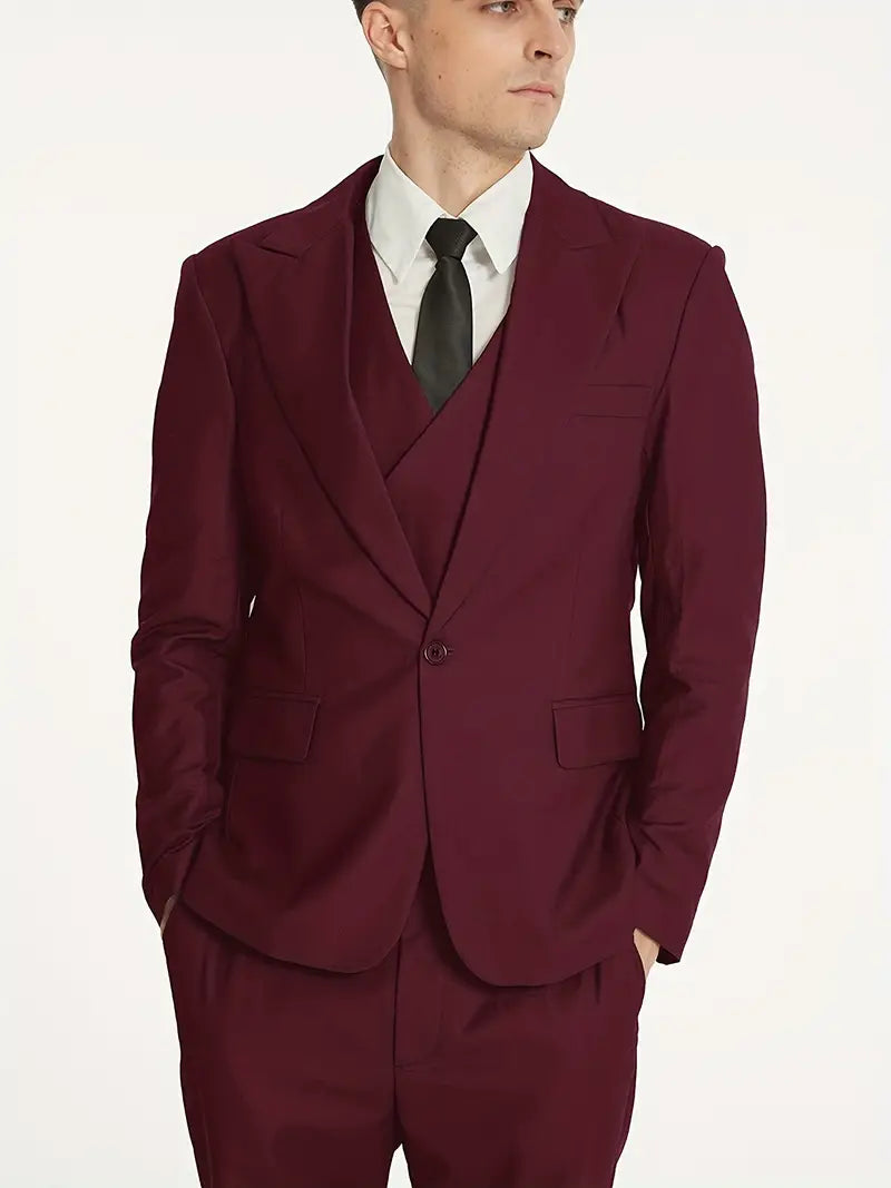 Herren Anzug Set 3-teilig Business Blazer Hose Weste