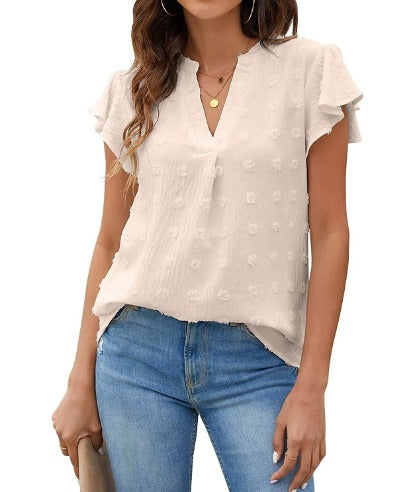 Patchwork Bluse mit Rüschen Damen Oberteil Chic