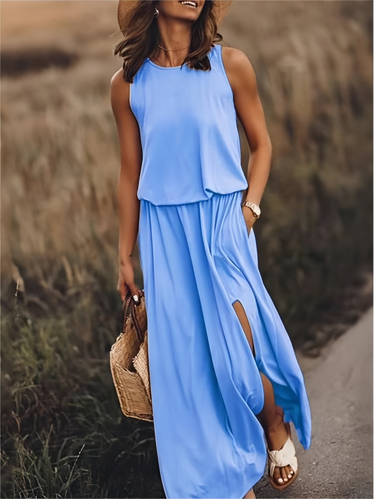 Boho Maxikleid Damen Schlicht Modern Aus Modal