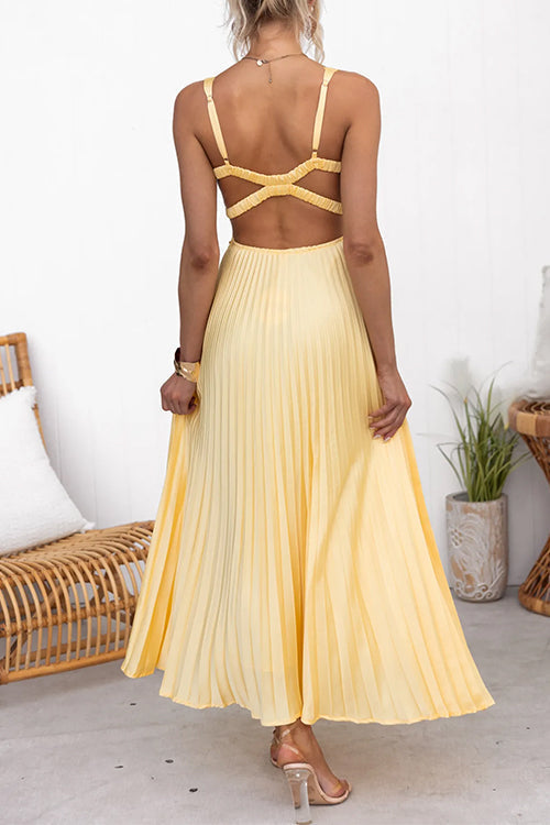 Maxi Kleid mit V-Ausschnitt und Rückenausschnitt - BerlinGlamour