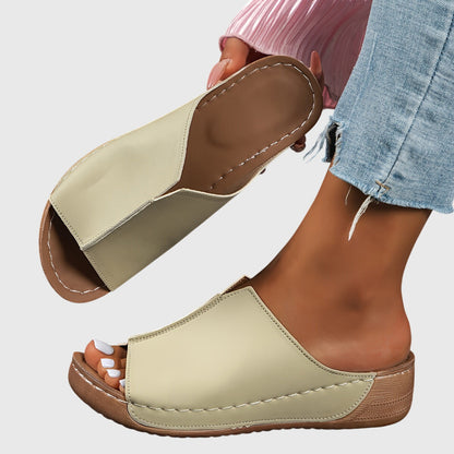 Damen Keilabsatz Sandalen Offene Zehen Schlupfsandalen