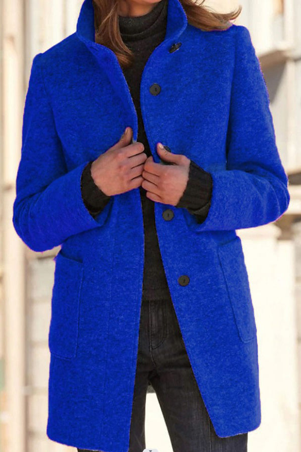Elegante Wolljacke Stehkragen Unifarben
