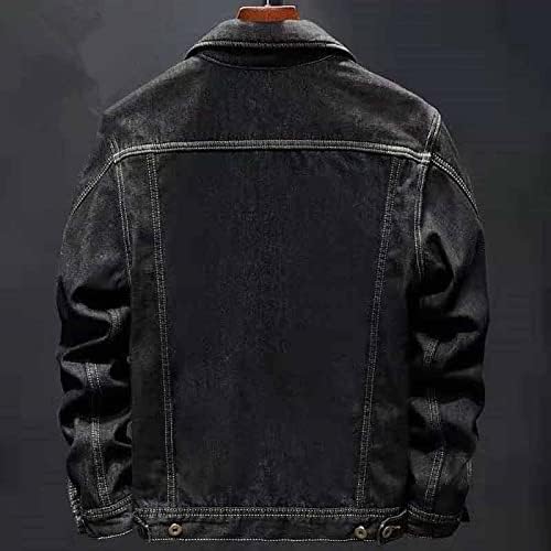 Herren Jeansjacke Winter Stilvoll Schwarz