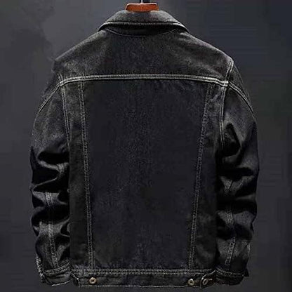 Herren Jeansjacke Winter Stilvoll Schwarz
