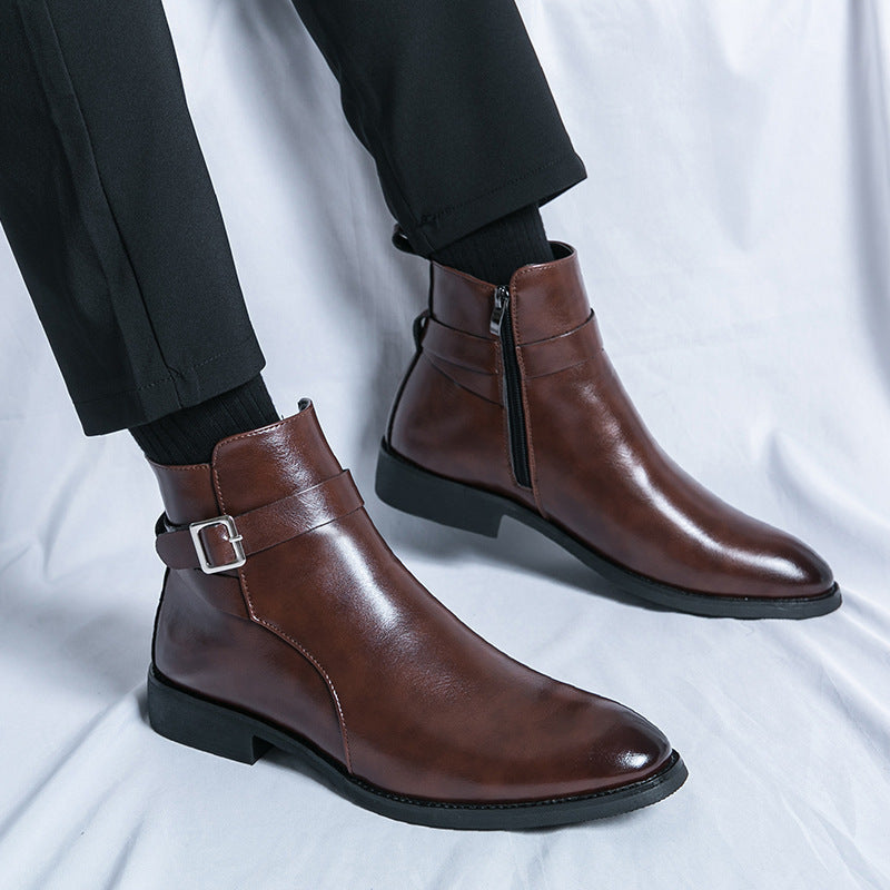 Elegante Leder Herrenstiefel Braun Klassisch